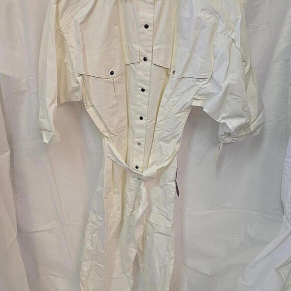 Vintage ‘80’s Lizsport Short Sleeve Jumpsuit With Elastic Waist White Size L NWT - Picture 2 of 14